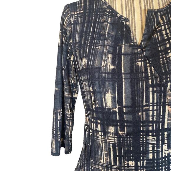 Anne Klein Black Printed Faux Wrap Style Career Blouse Women SZ S - Picture 5 of 7